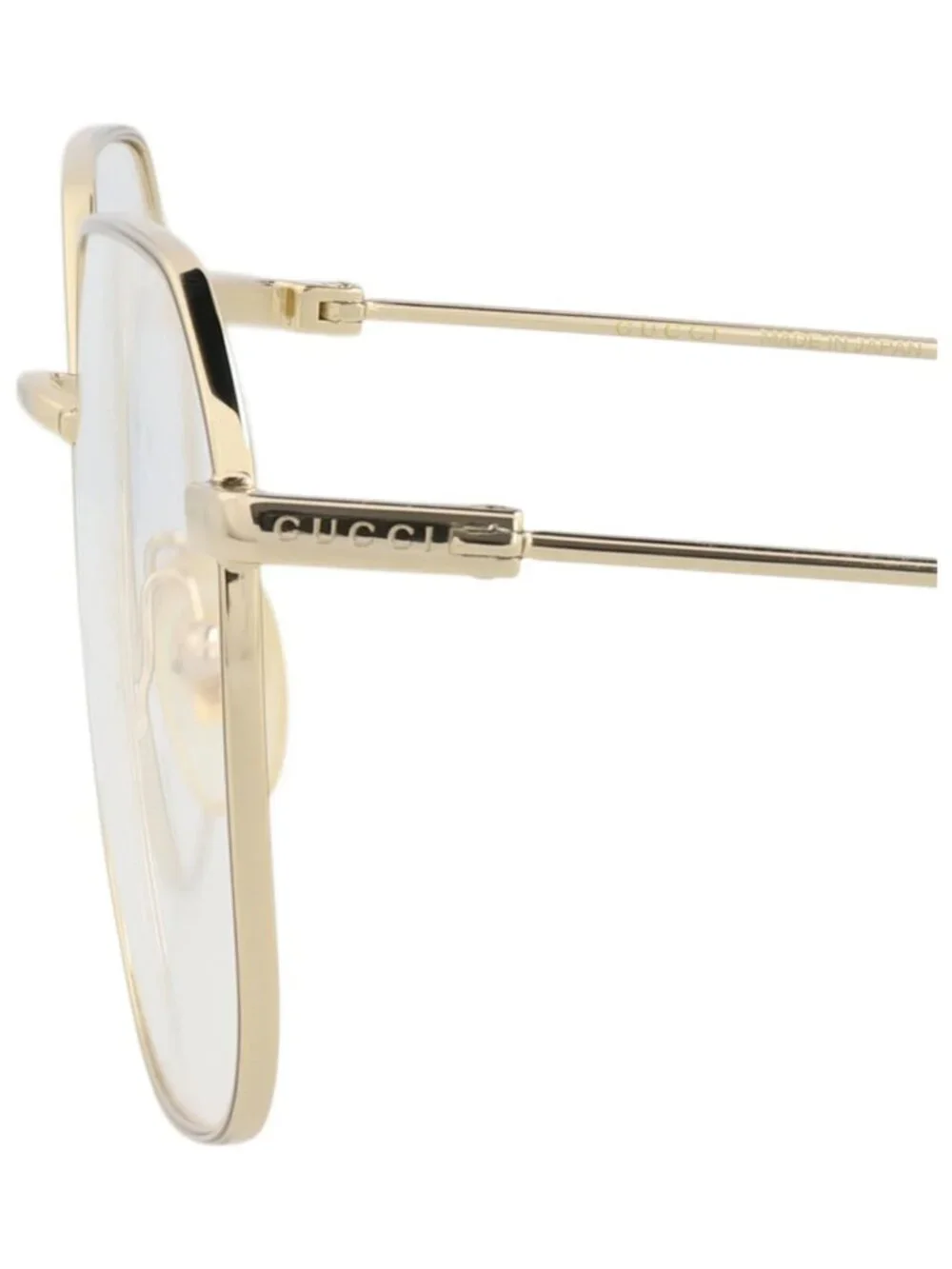 New Gucci Women's Eyeglasses Square Rectangle Metal Frame Gold Gold Transparent